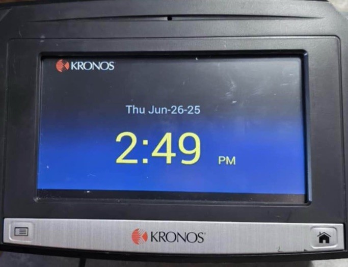 KRONOS INTOUCH 9000 8609000-028 BAR CODE BADGE READER BIOMETRIC TIME CLOCK