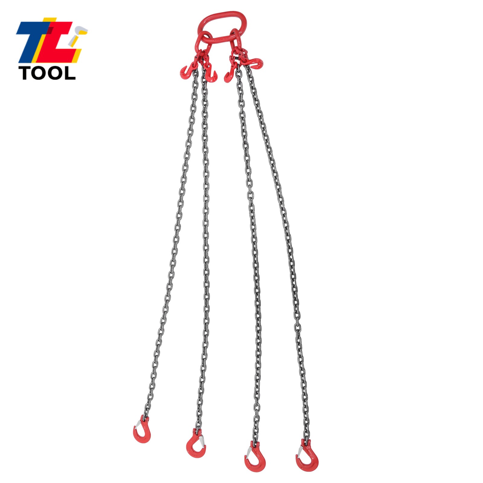 5 Ton 5/16 Inch x 5 Ft Lifting Chains G80 Chain Sling with 4 Leg Grab Hooks