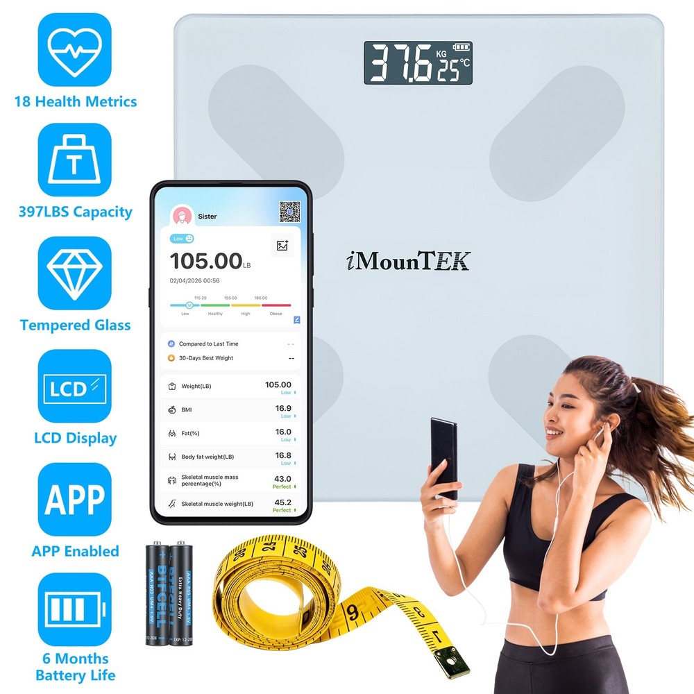 Digital Smart Scale for Body Weight & Composition BMI App Sync LCD Display