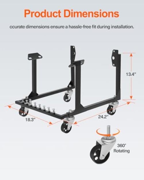 Rolling Engine Cradle Stand with Wheels Compatible with Chevy Small Block and