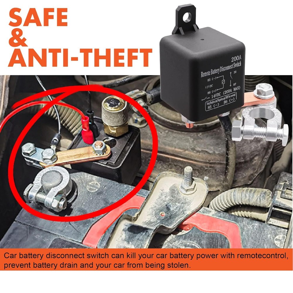 Car Remote Battery Disconnect Switch 12V Battery Kill Switch for Auto RVs ATVs
