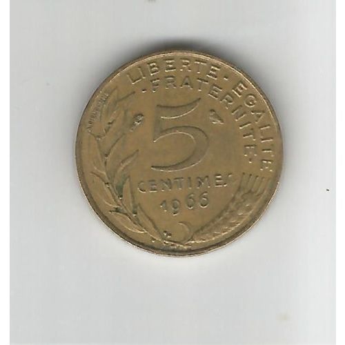 FRANCE 1966 5 CENT COIN GOOD CIRCULATED
