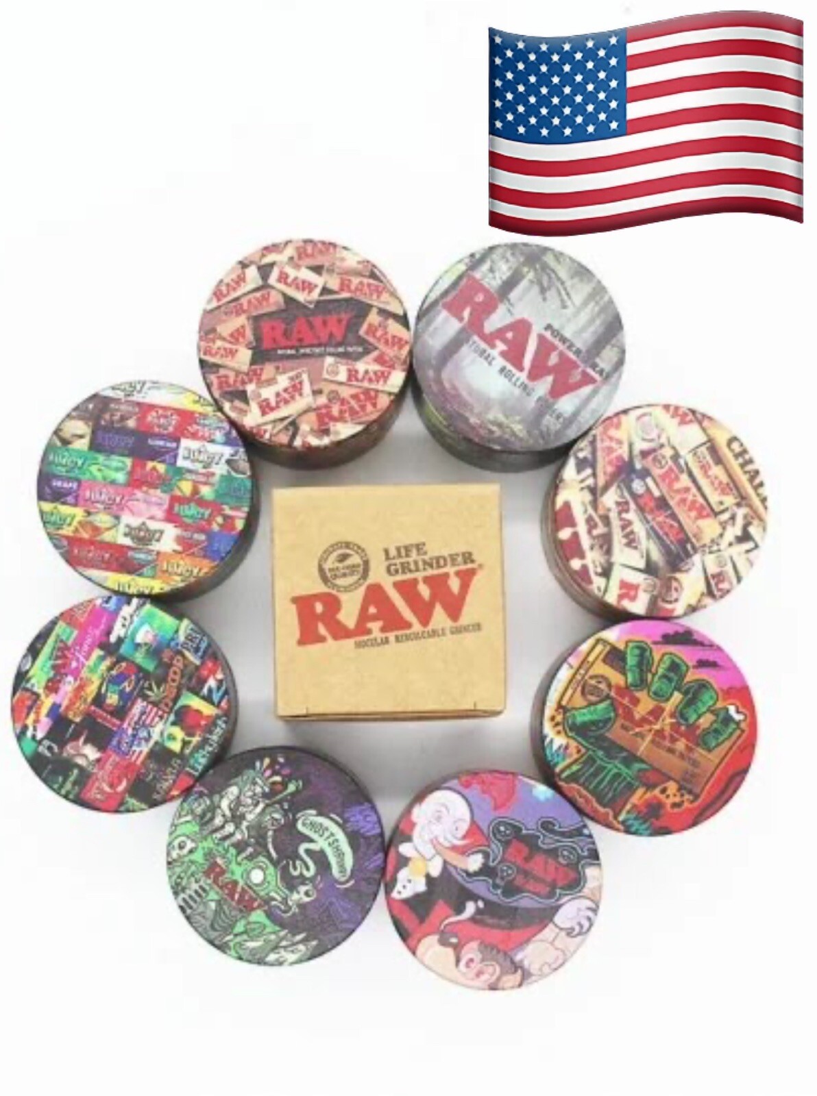 2 Inch Raw Grinder 4-Layer 50mm for Herb & Tobacco Alloy Metal [Random Design]