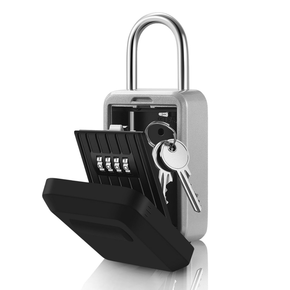 Key Lock Box - Portable Lockbox for Keys Outdoor - 4 Digit Code Combination Lock