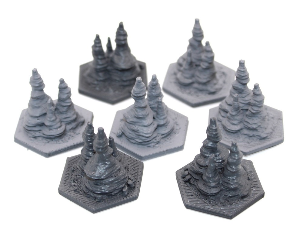 Battletech Terrain  Stalactite Hexes x6 - 3D Printed