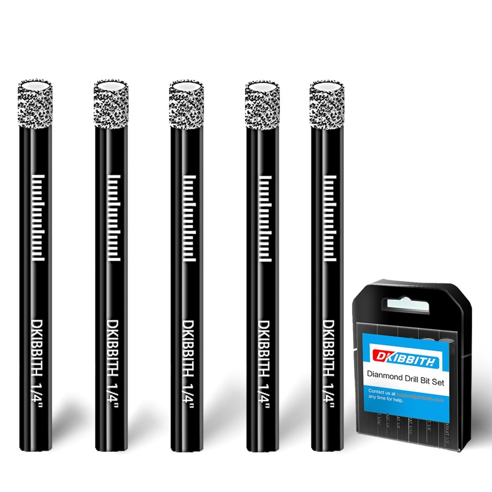 DKIBBITH 5 Packs 1/4" Diamond Drill Bits for Tile, 5 Pcs