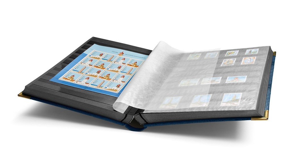 Lighthouse Comfort Deluxe Stamp Stockbook 9x12 Royal Blue Album 64 Black Pages