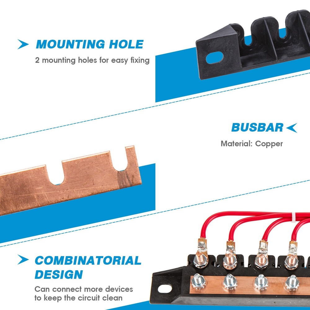 GLOSO E5BB Nylon Bracket / Copper Busbar for Stud Type breakers - (4 - 13 Gangs)