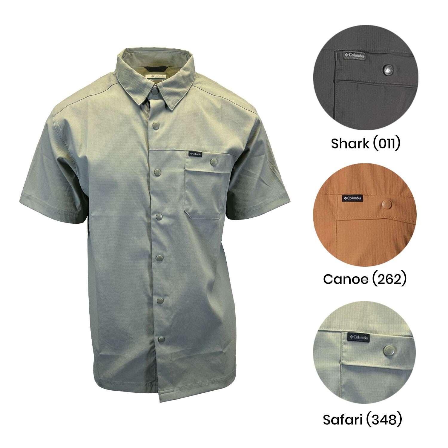 Columbia Men's Shirt Landroamer Ripstop Shark, Safari, Canoe S/S