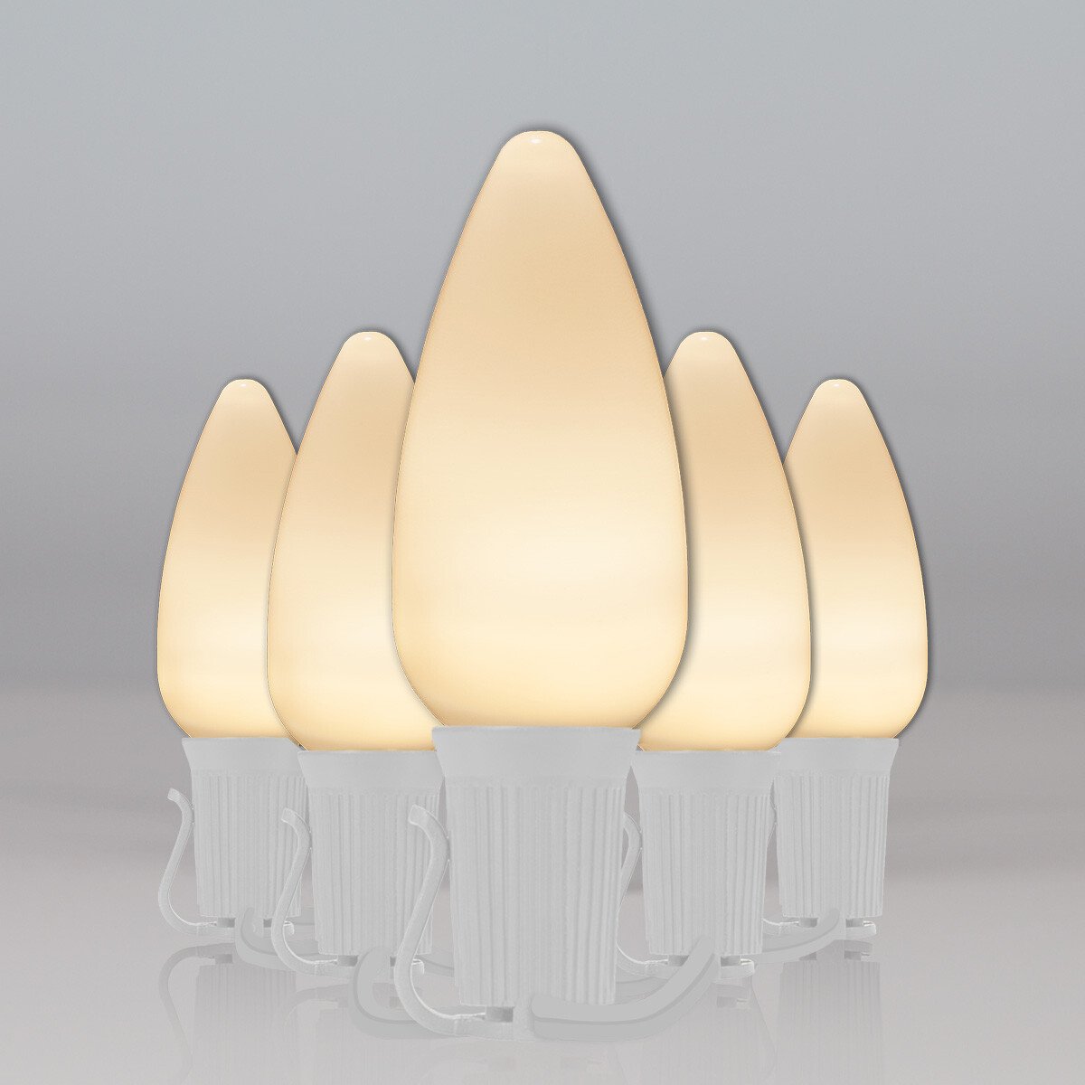 50 C9 OptiCore Shatterproof LED Christmas Lights Smooth Finish, White Wire 50ft