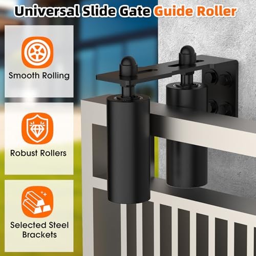 Sliding Gate Guide Rollers & Hardware Kit – Heavy Duty 6" 6in Black-2pcs
