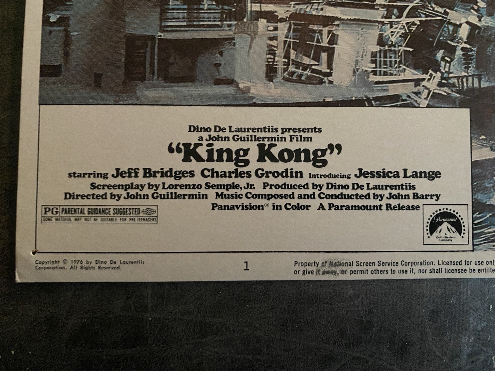 KING KONG 1976 Original Vintage Lobby Card with Jessica Lange & Jeff Bridges