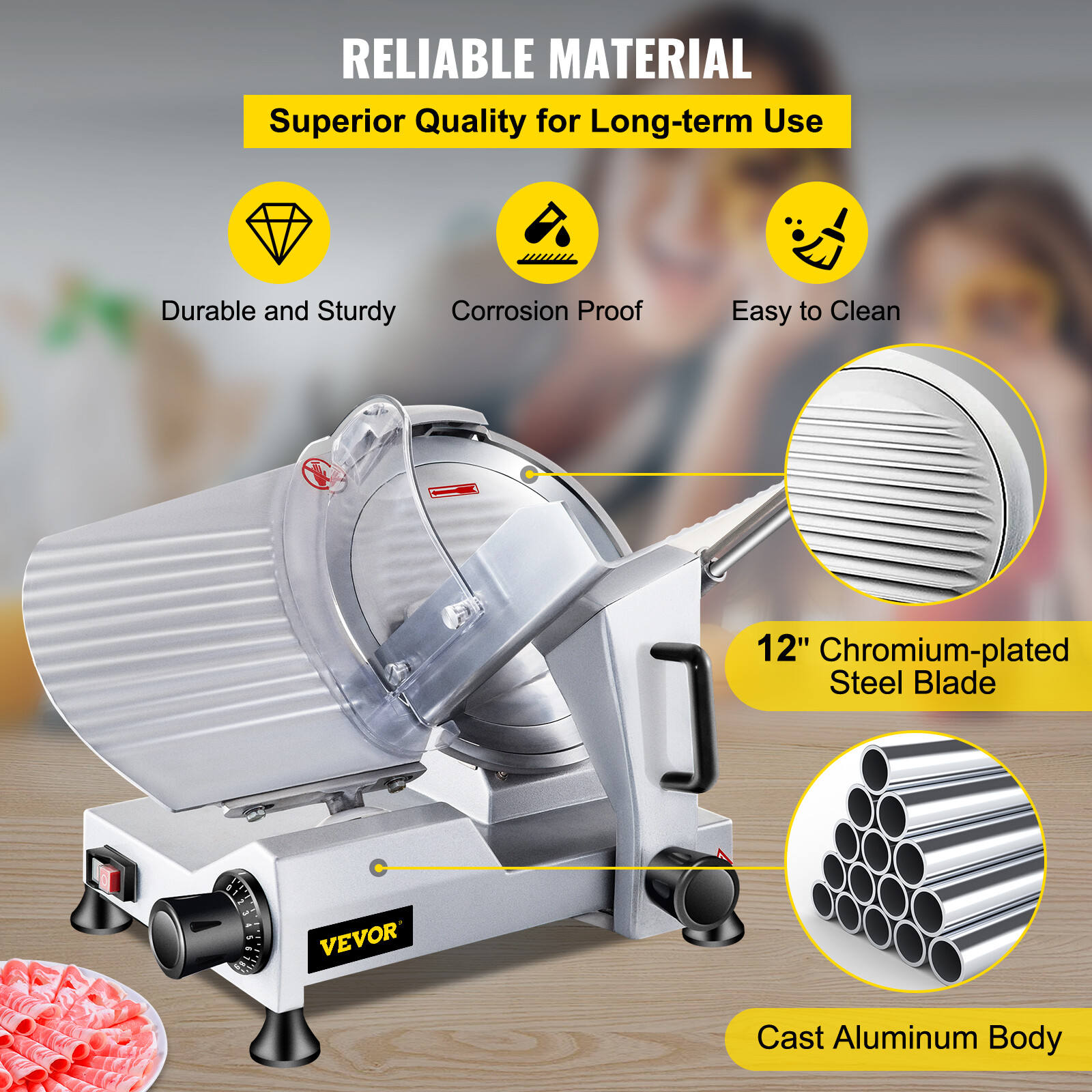 VEVOR Commercial 12" Blade Meat Slicer Deli Food cutter Electric slicer 440RPM