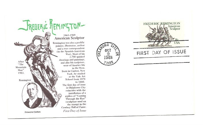 1934 Frederick Remington, Aristocrat Cachets FDC