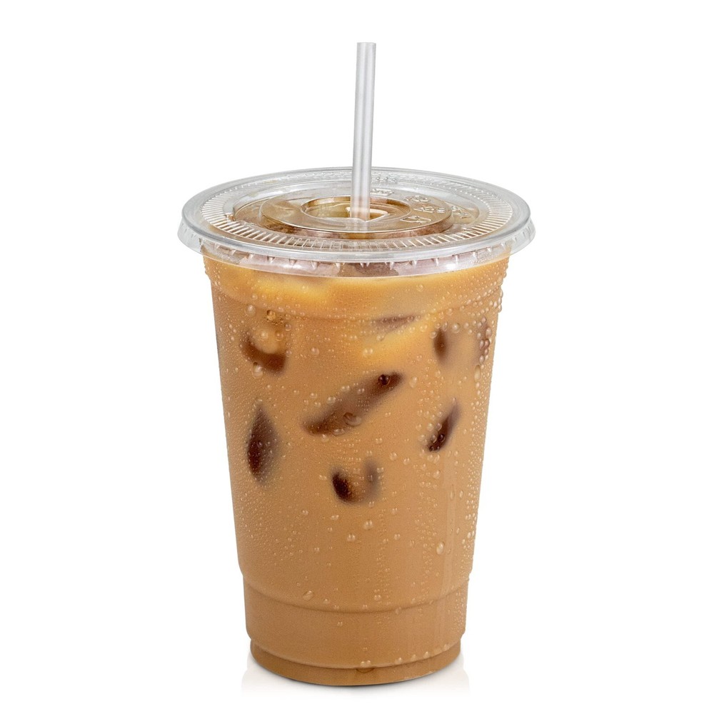 Unicup 16 OZ Clear Plastic PET Cups with Flat Lids