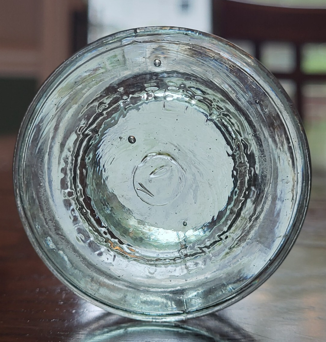 Antique Light Green Round Ink Bottle - Pat July 8 1895