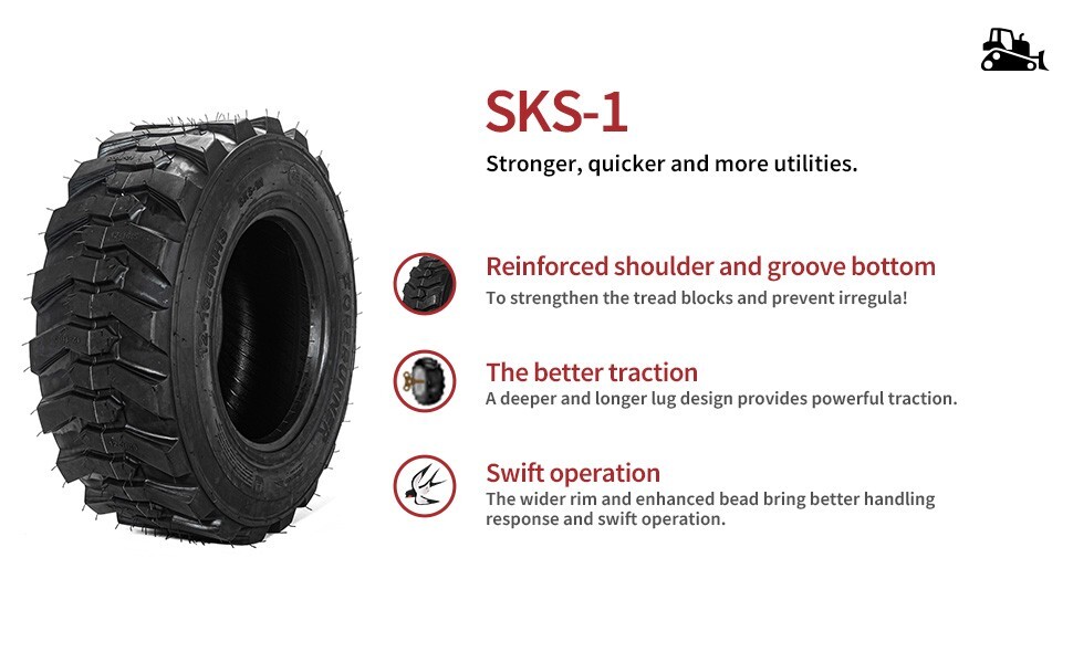 4X 12X16.5 12PR 12-16.5 Heavy Duty SKS Skid Steer Tires 12 16.5 for Bobcat