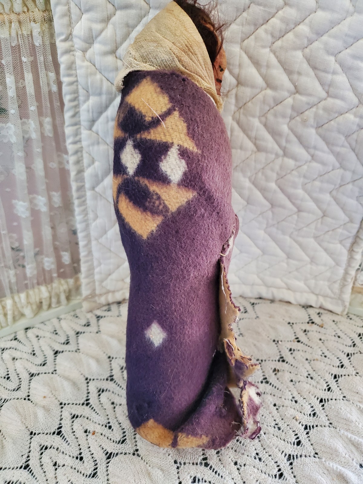 11" Early Mary Frances Woods Native American Indian Doll Skookum & Papoose