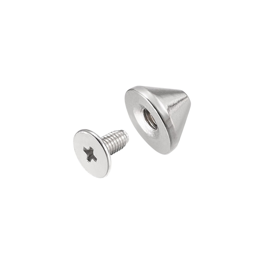 9x6mm Screw Back Rivets 30 Sets Solid Leather Studs for DIY Silver Tone