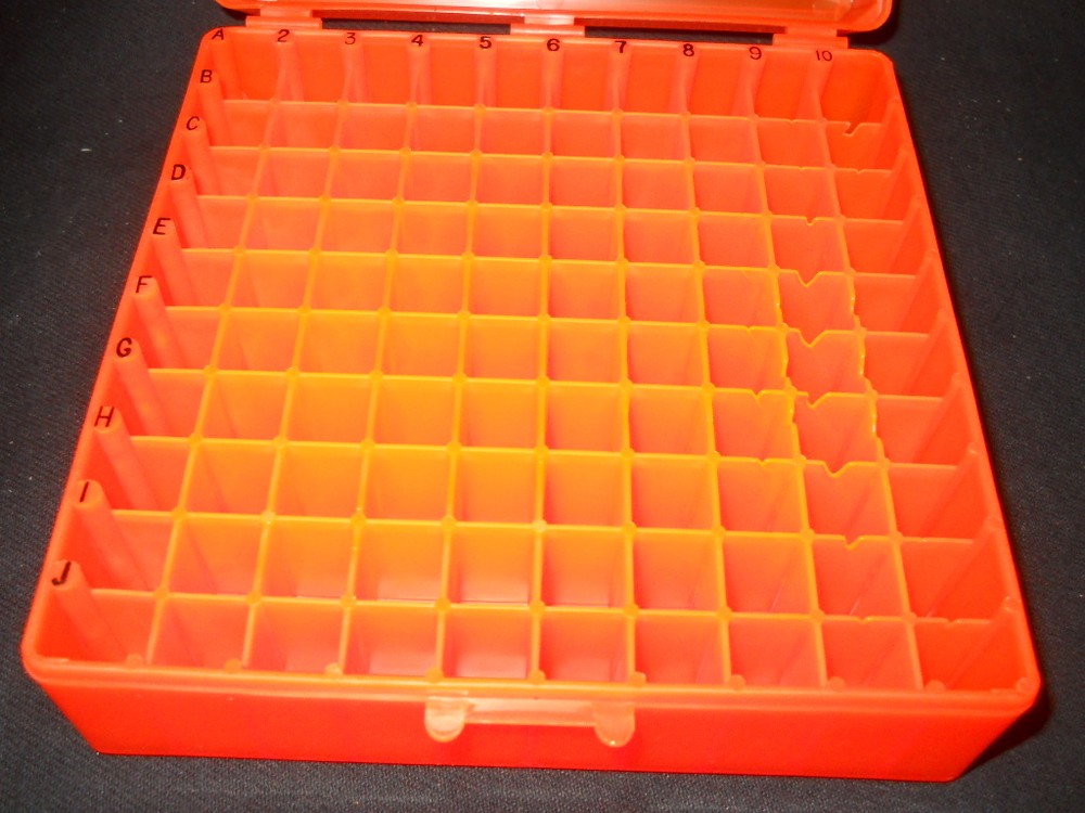 ISC BioExpress GeneMate 100-Well Square Orange Plastic Storage Case w/ Hinge
