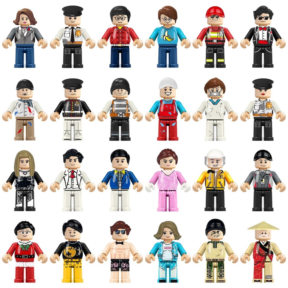 4BEE 24PCS Mini Figures Building Bricks, 1.77 inches, Multicolored