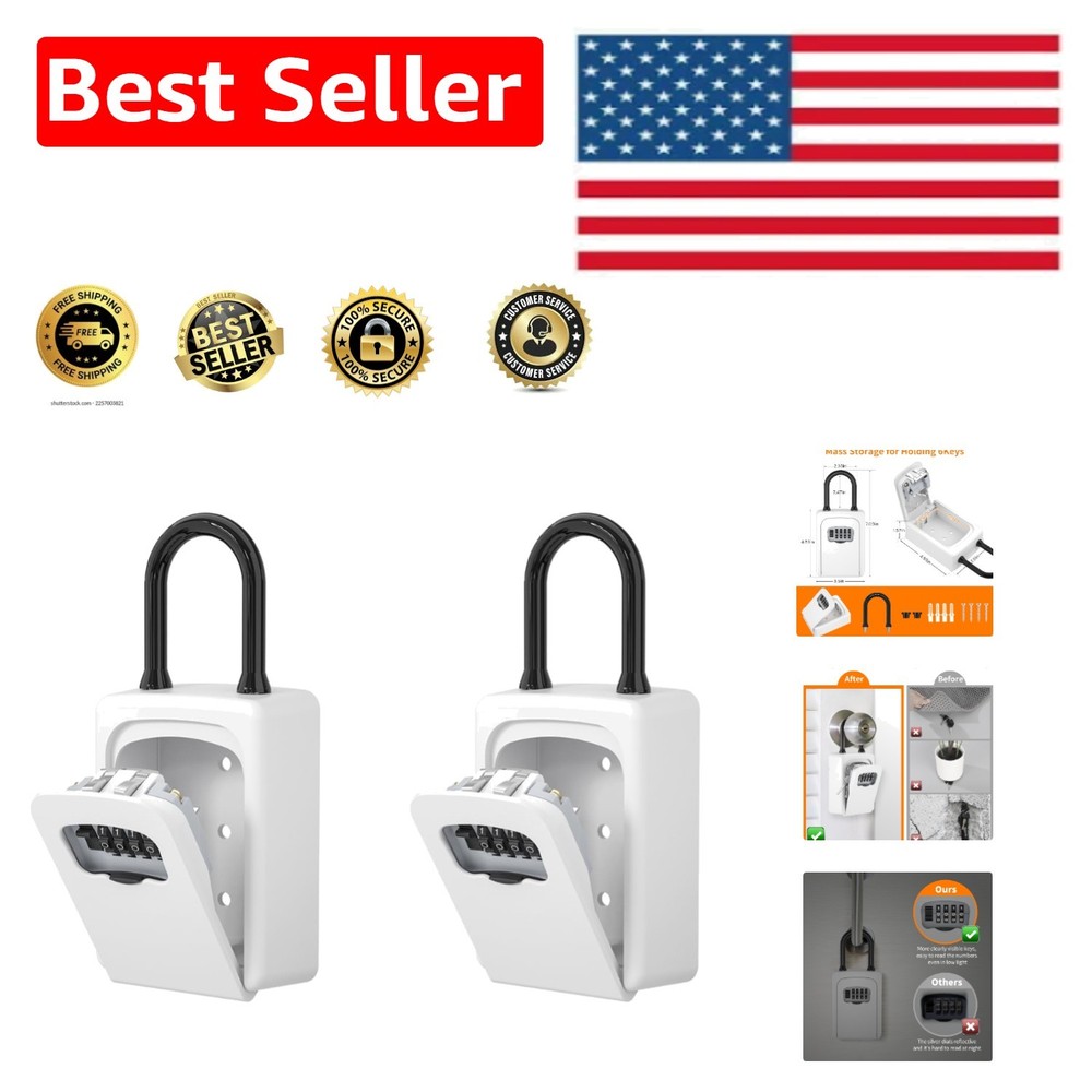 Weatherproof Portable Key Lock Box, 5-Key Capacity, Upgraded Contrast Code