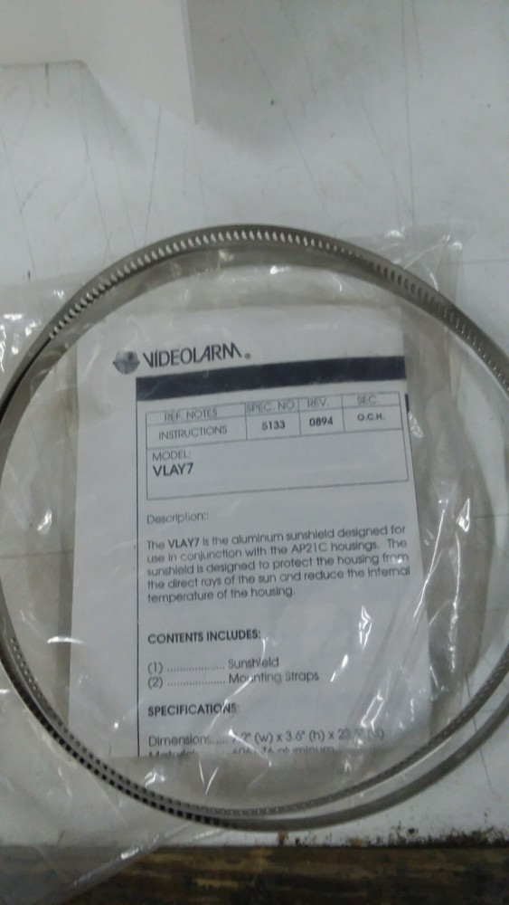 VIDEOLARM VLAY7 WHITE SUNSHIELD FOR CAMERA ASSEMBLY NIB