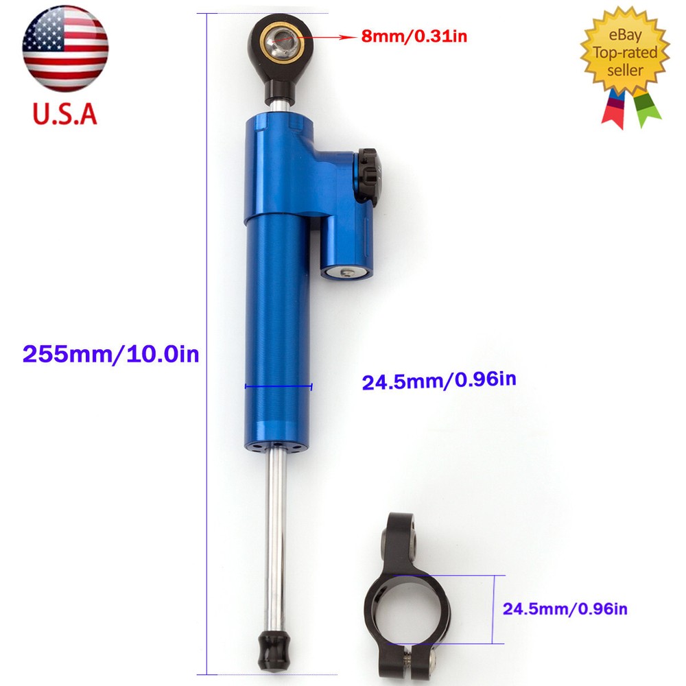255mm CNC Steering Damper Linear Stabilizer Reversed Shock Absorption Universal