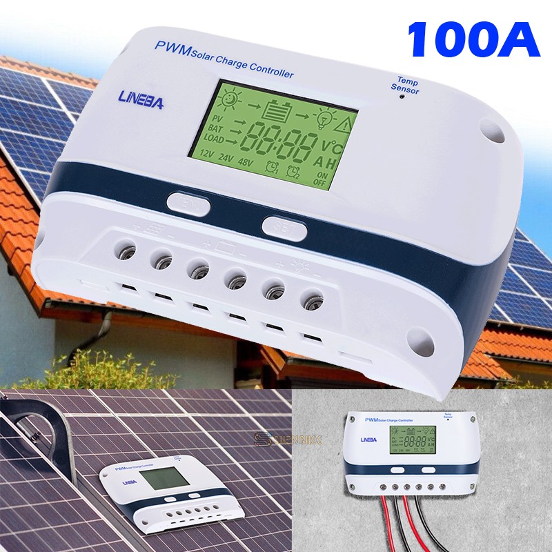 5200W Temp Sensor Solar Charge Controller USB Battery PV Regulator 100A/12V-48V