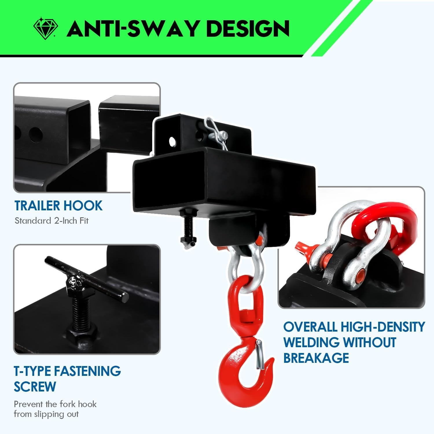 Forklift Lifting Hook Attachment MAX 6 Ton Capacity Single Mobile Forklift Crane