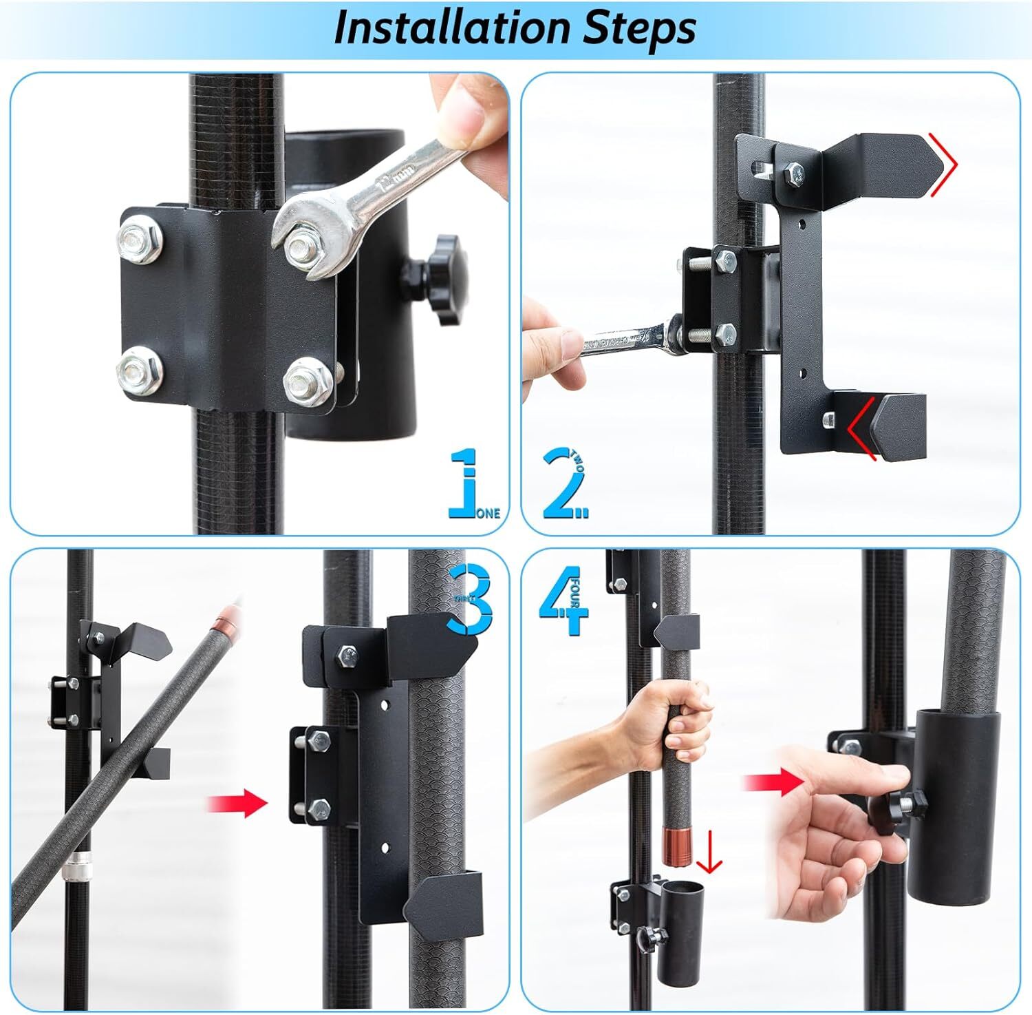 RV Ladder Flagpole Kit, Carbon Fiber Telescopic Flagpole - 20ft Adjustable