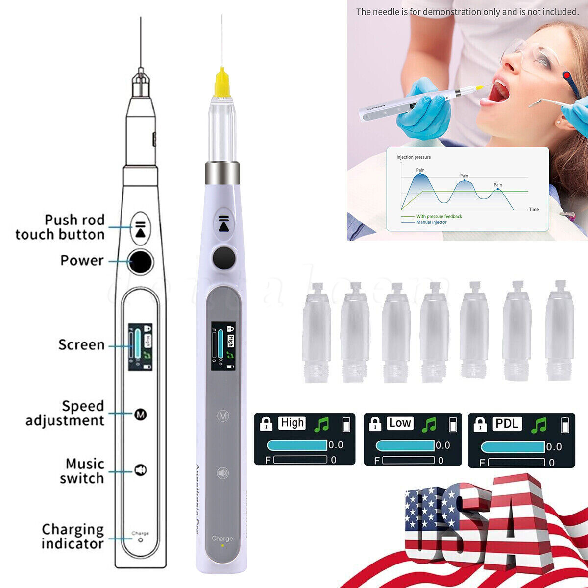 Woodpecker Style Dental Painless Oral Local Anesthesia Device Injection Pen
