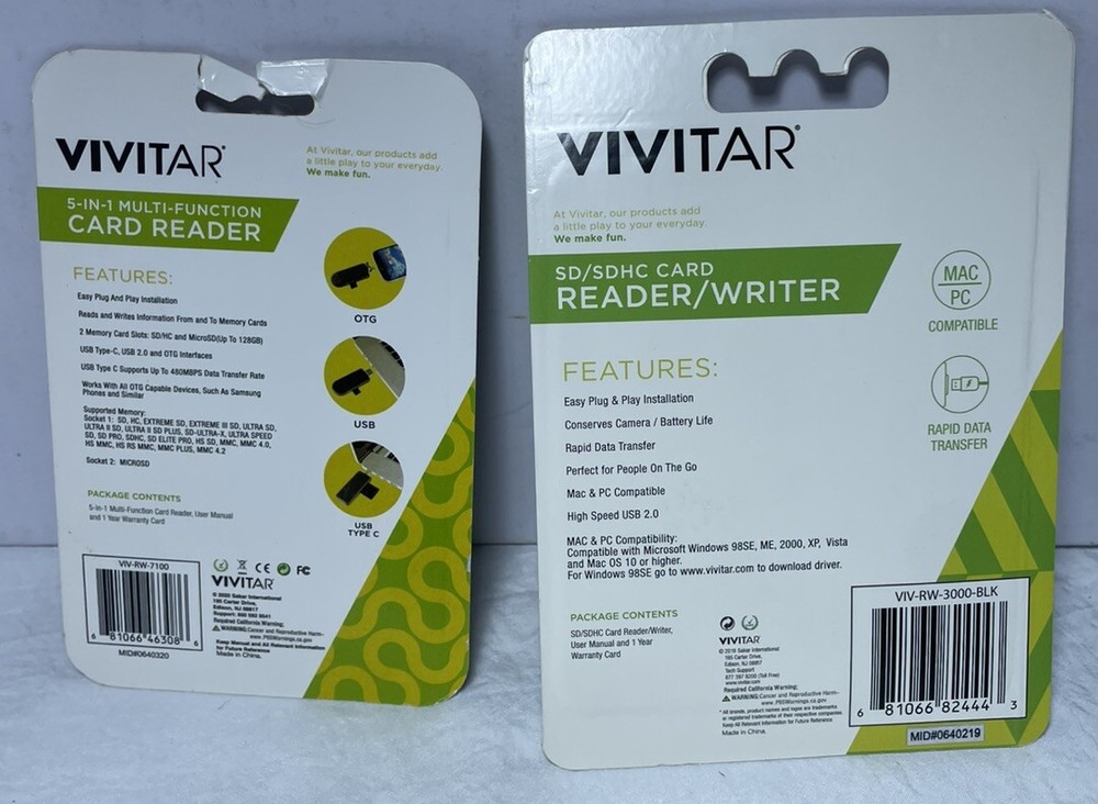 Vivitar Connect It Card Reader & Vivitar Transfer It Card Reader/Writer