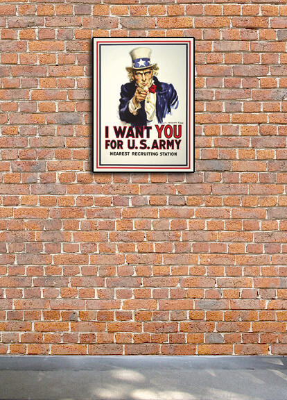Uncle Sam "I Want You" 1917 World War I Recruiting Poster - 18x24