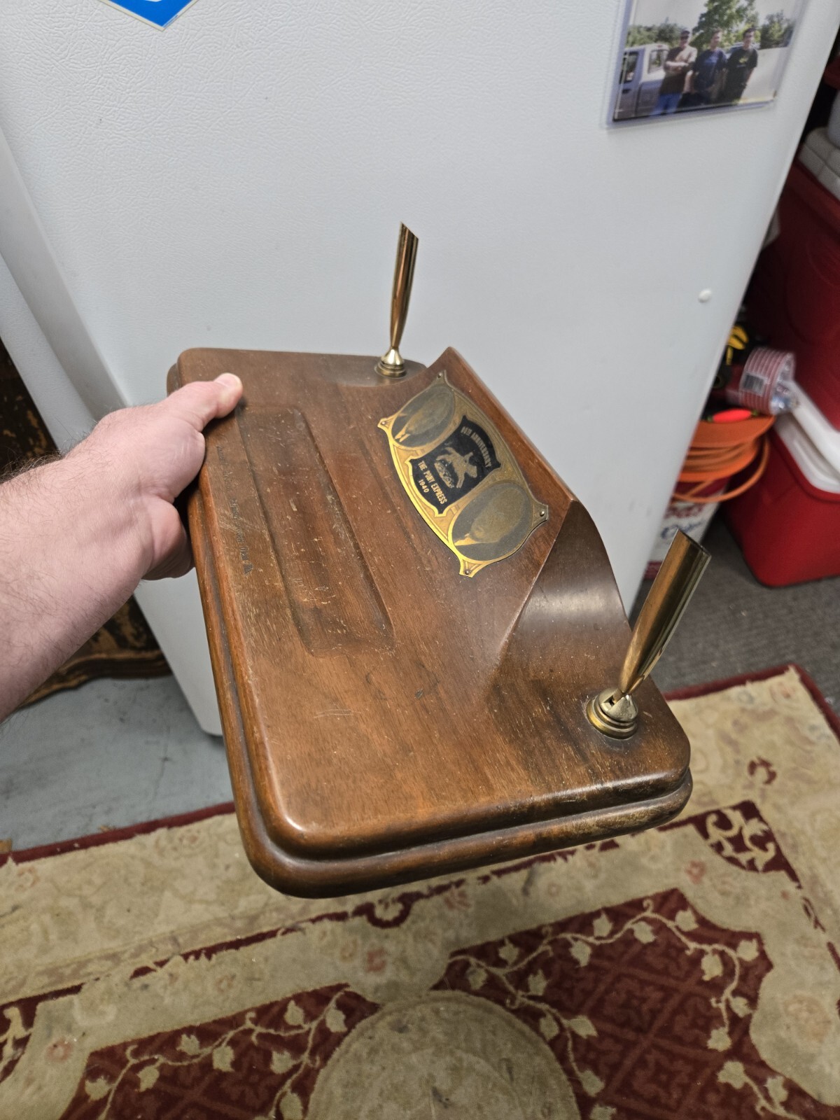 Old 1940 Pony Express Presentation Sheaffer Pen Desk Set Roosevelt Rock Glen PA