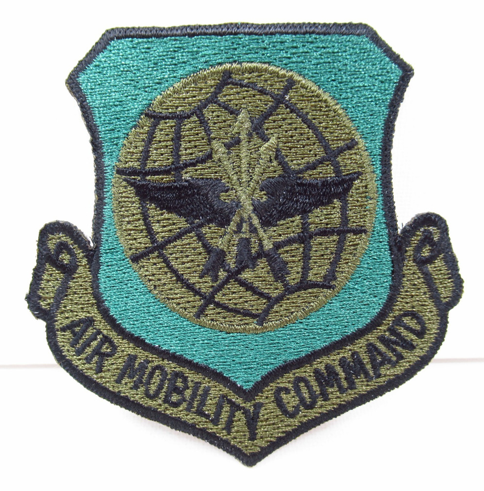 US Air Force Air Mobility Command Patch Embroidered Globe and Wings Vintage