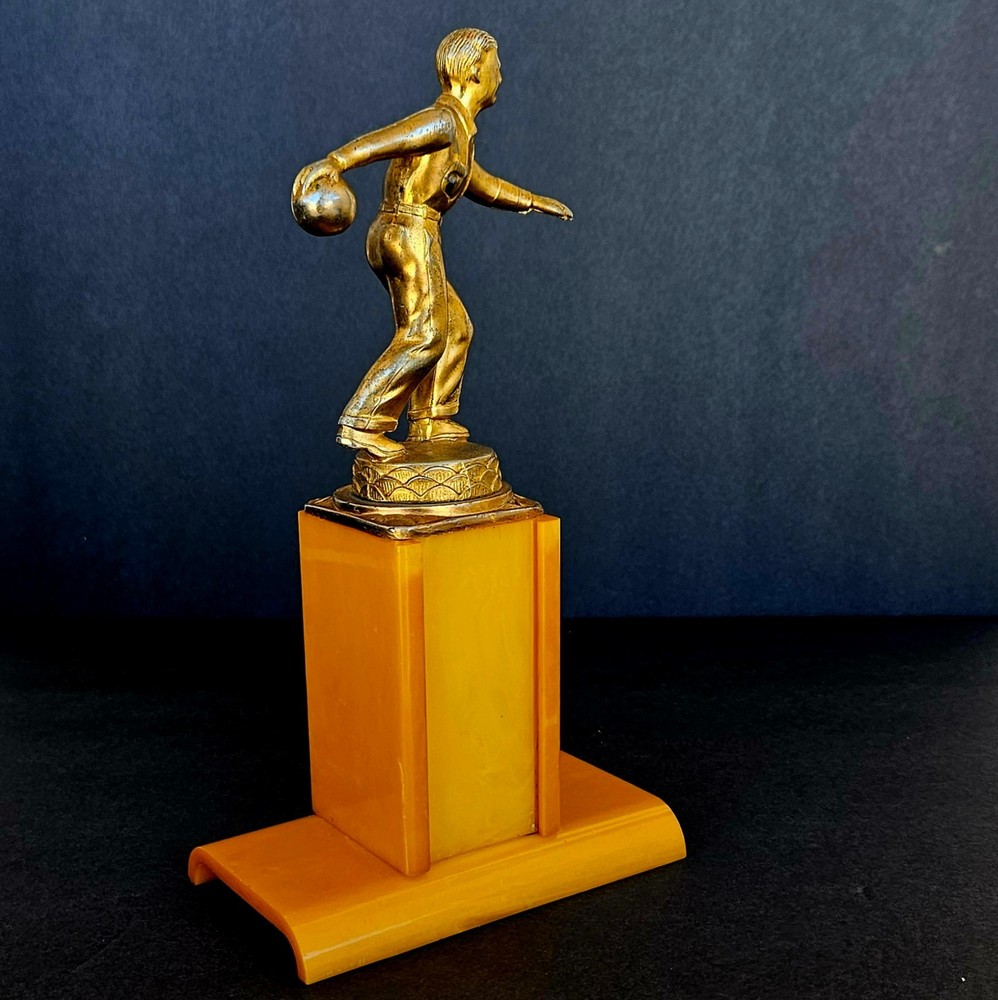 Vintage Bakelite Butterscotch Catalin Bowling Trophy