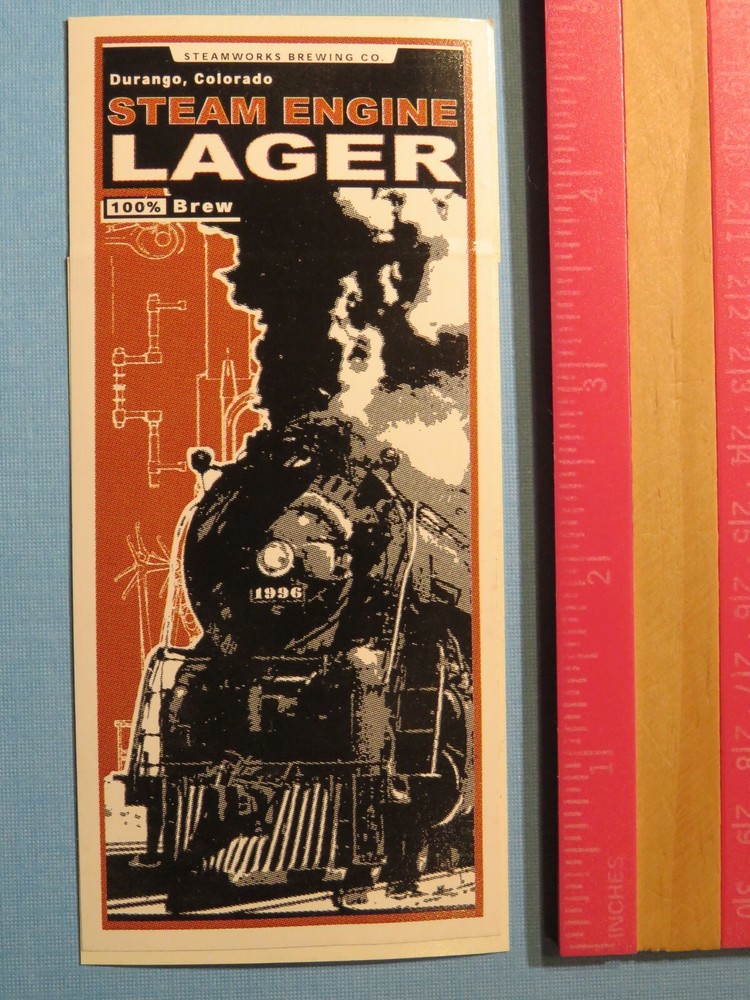 Beer STICKER ~ STEAMWORKS Brewing Steam Engine Lager ~ Durango, CO