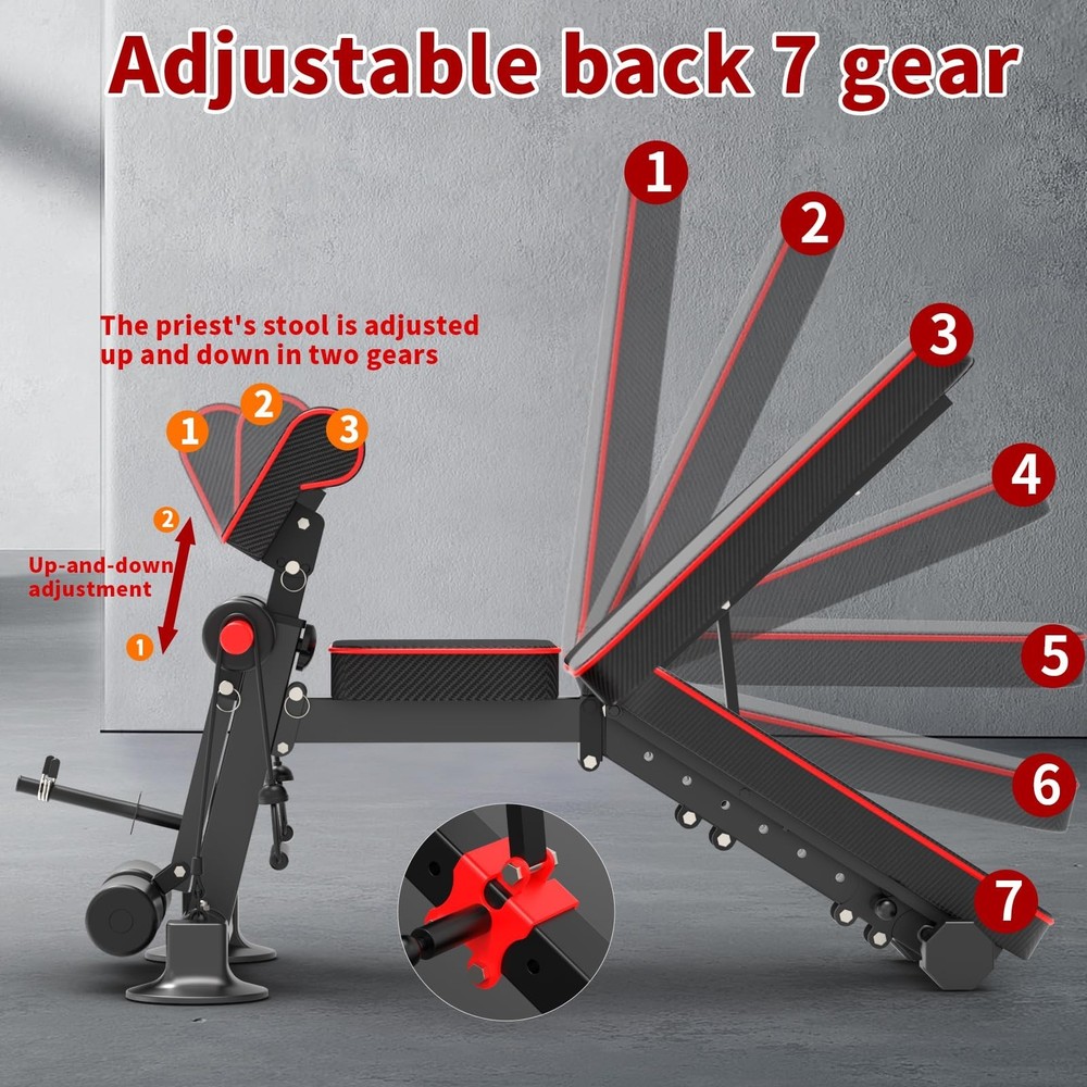 Adjustable Weight Bench,Utility Workout Bench Foldable Incline Decline Benche...