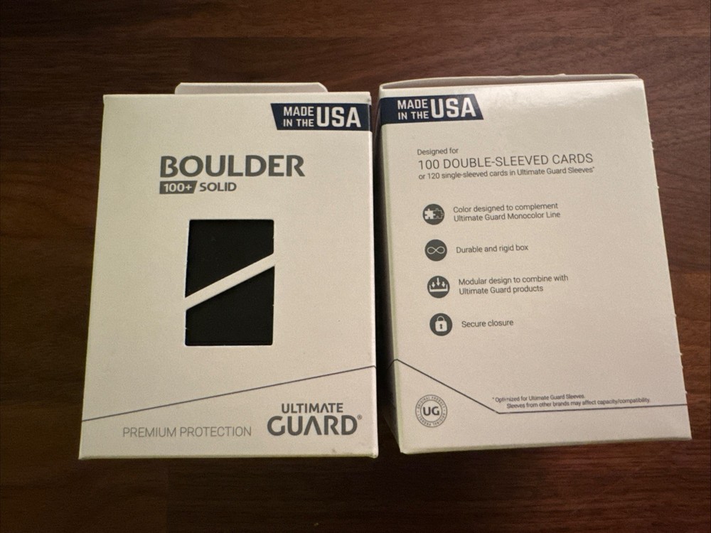 Ultimate Guard Boulder 100 Card Deck Storage Box Holder Standard Solid BLACK x2