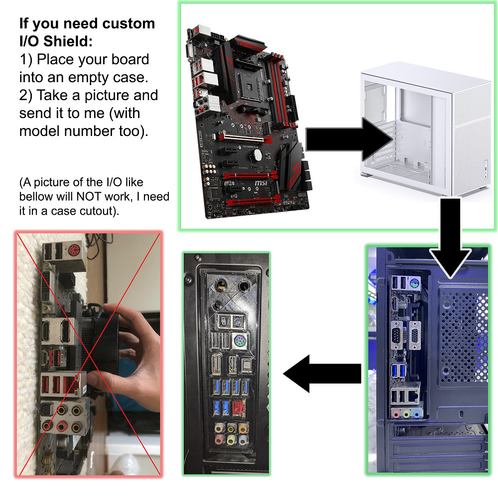 Winnfox H110 I/O Shield, 3D Printed, IO Backplate