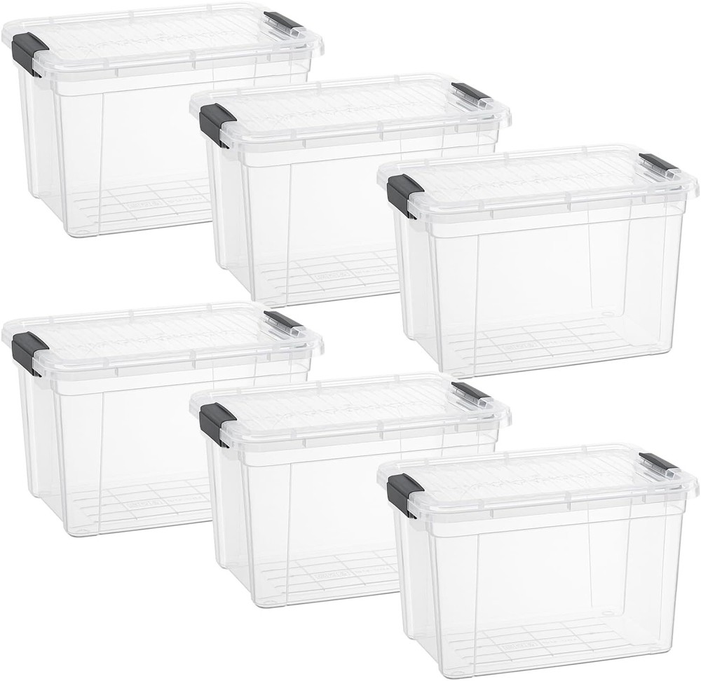 Superio Clear Storage Bins with Lids, 6 Pack- Plastic Storage Boxes - 8.7 Quart