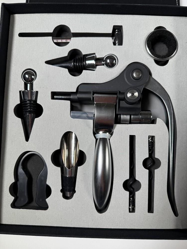 9 Pcs Wine Accessory Gift Box Includes CorkScrew Wrap Cutter Wine Thermomete