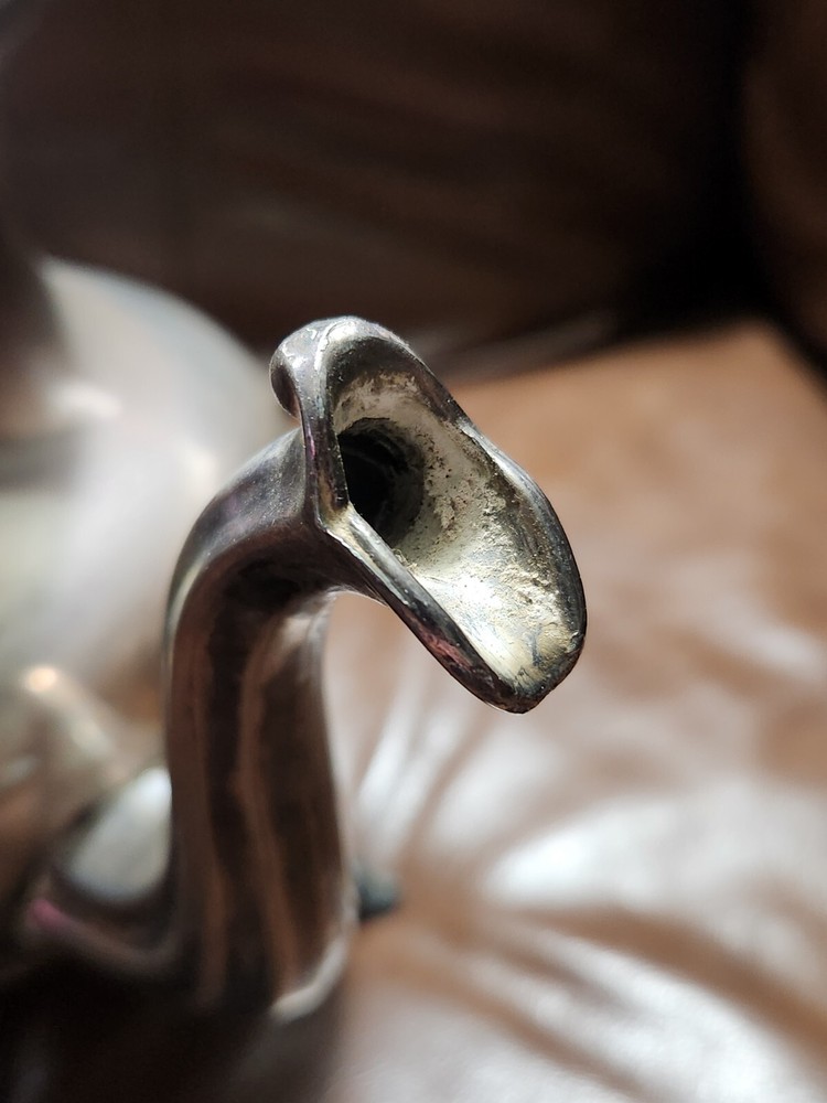 Vintage Silverplate On Copper Hallmarked Lidded Tea Coffee Pot Kettle 10.5" Tall