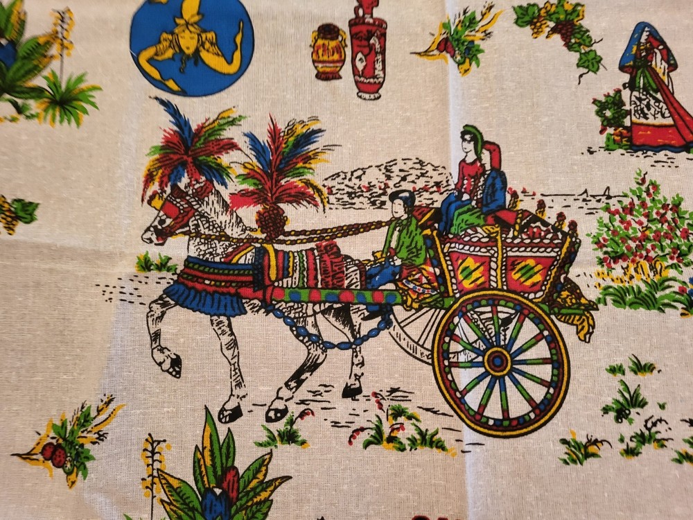 Sicilian Horsecart Linen Table Runner