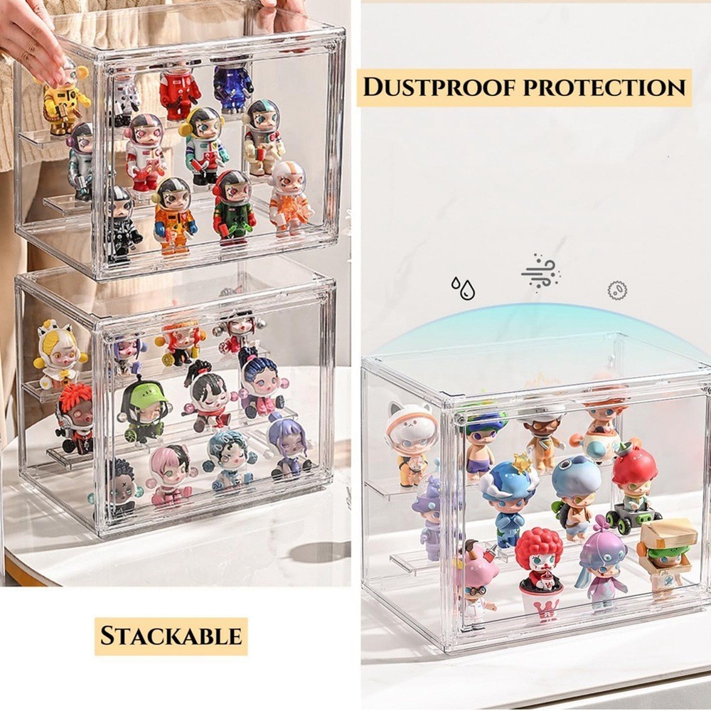 Clear Acrylic Display Case 3 Tier Display Shelf, Stackable Showcase with3563