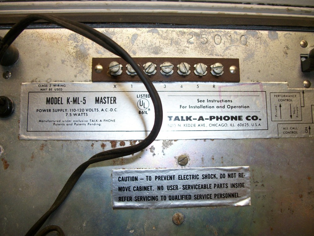 Talk-A-Phone K-ML-5 Master Intercom System -Untested