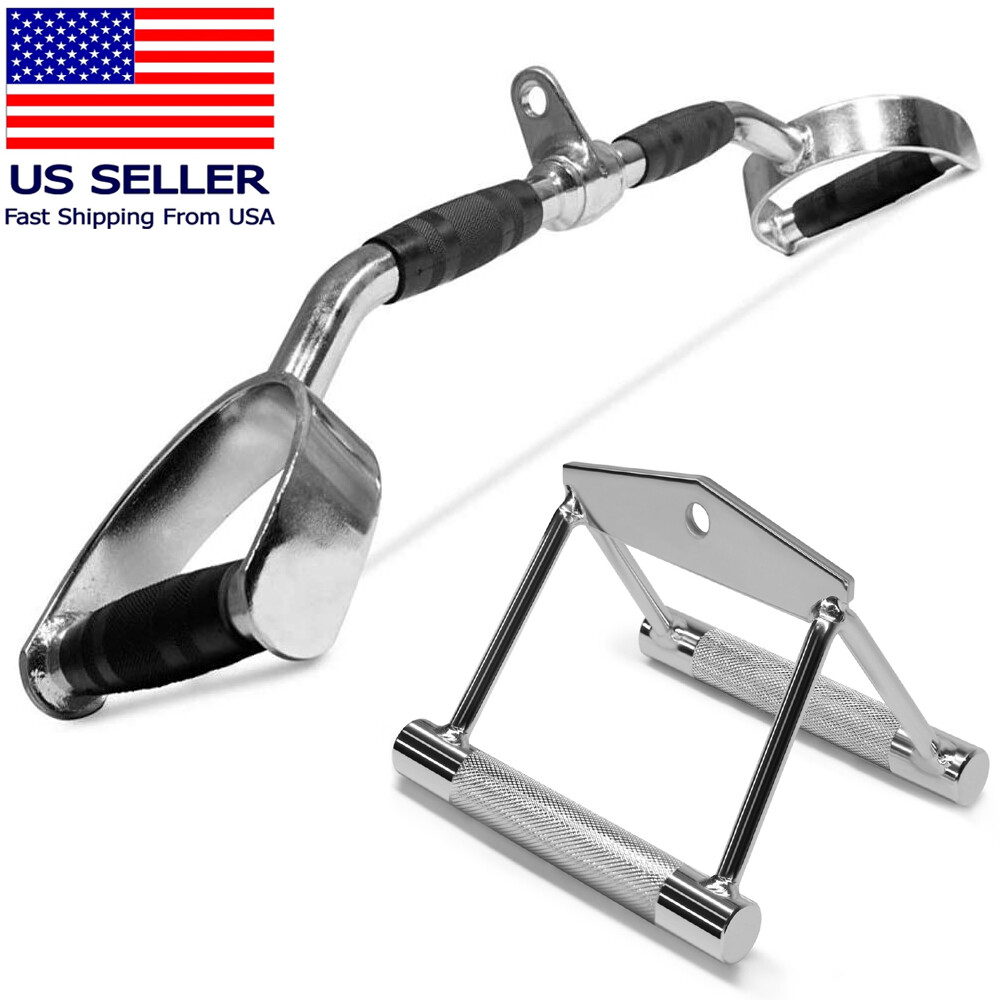 Home Gym Cable Attachment Handle Machine Strength Exercise Press Down Lat Set