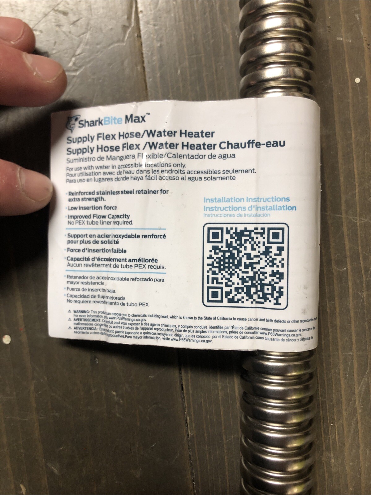 SharkBite Max 3/4"x 3/4" X 24" FIP Water Heater Hose/ Stainless/ URSS3088FX24