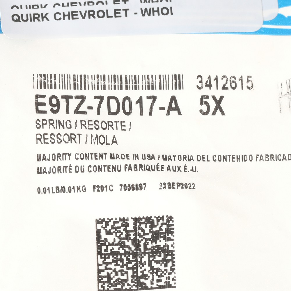 Genuine Ford Spring Valve E9TZ-7D017-A